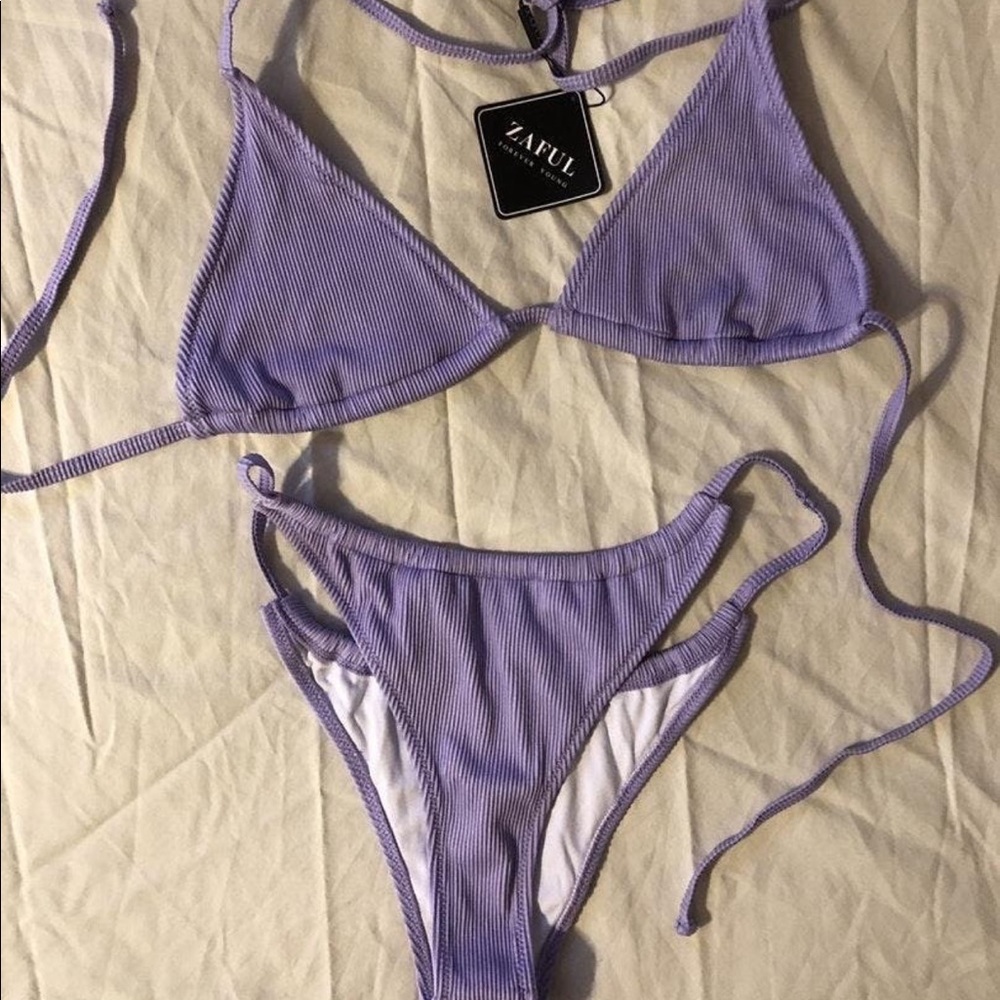 Zaful Light Purple String Bikini